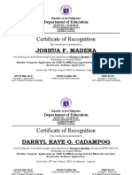 Certificate of Recognition Resource Speaker