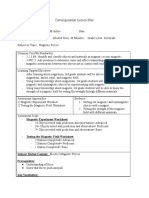 Developmental Lesson Plan: - Magnetic Experiment Worksheet