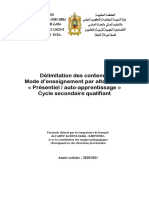 Délimitation Des Contenus Mode D'enseignement Par Alternance Présentiel / Auto-Apprentissage Cycle Secondaire Qualifiant