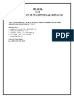 Manual FOR Oc, SC Test On Synchronous Alternator