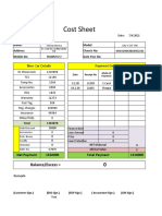 Cost Sheet: New Car Details Payment Detail