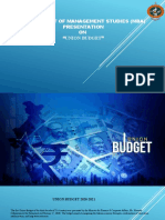 Department of Management Studies (Mba) Presentation ON "Union Budget"