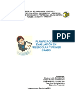 Concepto de Planificación y Evaluación en Preescolar y Primer Grado