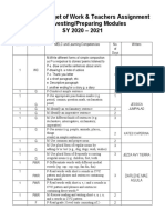 English 3 Budget of Work & Teachers Assignment in Harvesting/Preparing Modules SY 2020 - 2021