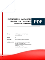 Instalaciones Sanitarias Interiores de Agua Fria Y Caliente en Una Vivienda Unifamiliar