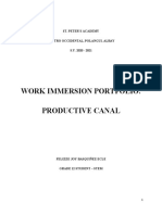 Work Immersion Portfolio: Productive Canal: St. Peter'S Academy Centro Occidental, Polangui, Albay S.Y. 2020 - 2021