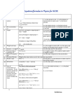 Physics Formulae List (IGCSE)