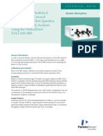 Technical Note - Recommended Analytical Conditions and General Information For Flow Injection MercuryHydride Analyses Using The PerkinElmer FIAS