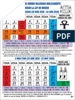 +calendario Hebreo Religioso 2020