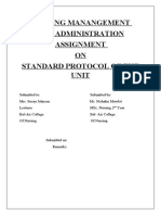 Nursing Manangement and Administration Assignment ON Standard Protocol of The Unit