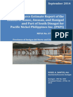 Mineral Resource Estimate Report of The Islands of Nonoc, Awasan, and Hanigad and Part of South Dinagat For Pacific Nickel Philippines Inc. (PNPI)