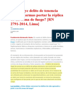 Constituye Delito de Tenencia Ilegal de Armas Portar La Réplica de Un Arma de Fuego