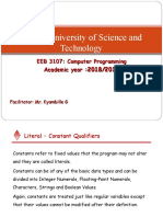 Mbeya University of Science and Technology: EEB 3107: Computer Programming Academic Year