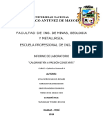 Informe Termoquímica UNASAM CALORIMETRÍA A PRESIÓN CONSTANTE