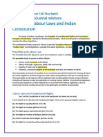 Lecture-4 Labour Laws and Indian Constitution: Class Notes - Industrial Relations