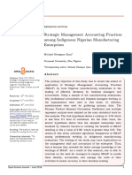 Strategic Management Accounting Practices Among Indigenous Nigerian Manufacturing Enterprises