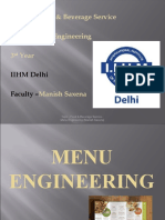 Subject-Topic-: Food & Beverage Service Menu Engineering 3 Year