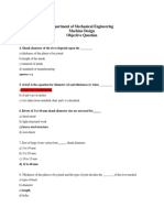 Department of Mechanical Engineering Machine Design Objective Question