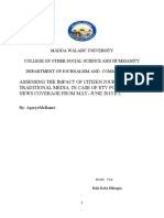 Assessing The Impact of Citizen Journalism On Traditional Media: in Case of Etv Political News Coverage From May-June 2013 E.C"