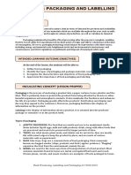 Module 8: Packaging and Labelling: Intended Learning Outcome (Objectives)