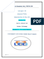 Applied Chemistry Lab - CHEM-320: Lab Report # 10 (Semester 6 2021) Submission Date: 30-May, 2021