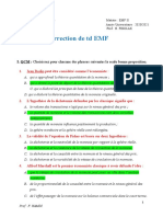 Correction de TD EMF: I. QCM: Choisissez Pour Chacune Des Phrases Suivantes La Seule Bonne Proposition