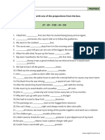 B1 Prepositions PREP009: Complete The Sentences With One of The Prepositions From The Box