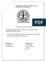 The Project Report On The Topic: University Institute of Legal Studies Panjab University, Chandigarh