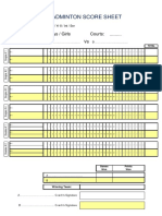 Badminton Score Sheet