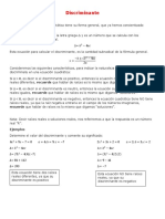 Discriminate y Propiedades de Las Raices