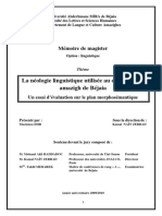 La Néologie Linguistique Utilisée Au Département Amazigh de Béjaia Un Essai D'évaluation Sur Le Plan Morphosémantique