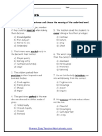 Context Clues: Directions: Read The Sentence and Choose The Meaning of The Underlined Word