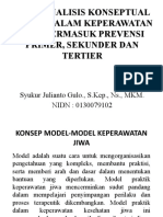 Menganalisis Konseptual Model Dalam Keperawatan Jiwa Termasuk Prevensi