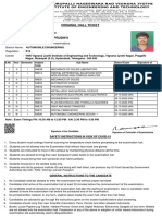 Original Hall Ticket: S.No Year Semester Subject Code Sub Name Dateof Exam Signature of The Invigilator