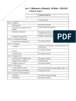 Reduced Syllabus: Class X: Mathematics (Standard) : 80 Marks: 2020-2021 Deleted Topics