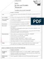 Roteiro para Entrevista Semi-Estruturada Quanto Aos Fatores de Organização Do Trabalho