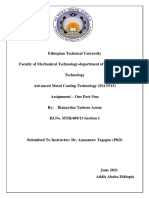 Advanced Metal Casting Technology (MAT515) Assignment One Part One