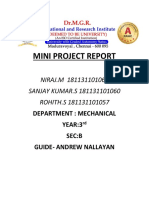 Mini Project Report: NIRAJ.M 181131101060 SANJAY KUMAR.S 181131101060 ROHITH.S 181131101057