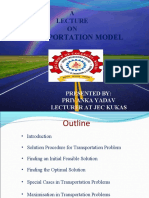 Transportation Model: Presented By: Priyanka Yadav Lecturer at Jec Kukas