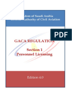 Gaca Regulation Section 1 Personnel Licensing: Kingdom of Saudi Arabia General Authority of Civil Aviation