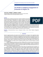 Structural Equation Model On Employee Engagement of Restaurants in Region XII