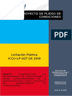 Proyecto Pliego de Condiciones - Iccu LP 027 2019 - Ley 21