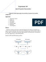 Experiment #09: Study of Transistor Characteristics Objective