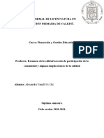 Resumen de La Calidad Necesita La Participación de La Comunidad.