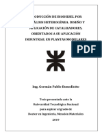 Producción de Biodiesel Por Catálisis Heterogénea, Diseño y Aplicación de Catalizadores, Orientados A Su Aplicación Industrial en Plantas Modulares