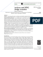 Dana Minbaeva. 2005. HRM Practices and MNC Knowledge Transfer, Personnel Review, 34 (1) pp125-144