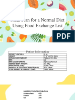 Meal Plan For A Normal Diet Using Food Exchange List