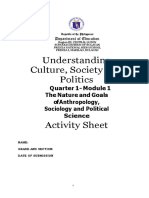 Understanding Culture, Society and Politics