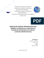 Abordaje Del Personal Prehospitalario para Minimizar Los Riesgos en La Atención de Un Paciente Politraumatizado Por Caída de