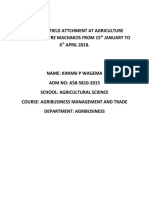 Report of Field Attchment at Agriculture Training Centre Machakos From 15 January To 6 APRIL 2018